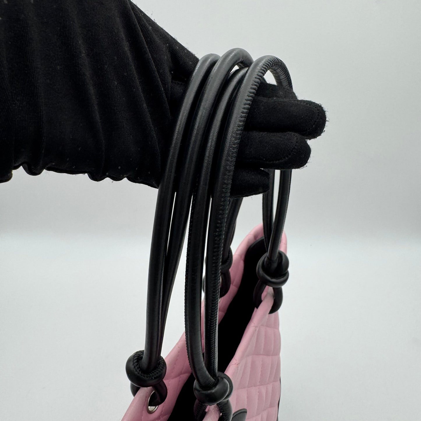 Chanel Pink Black Quilted Calfskin Medium Cambon Tote (Series 9)