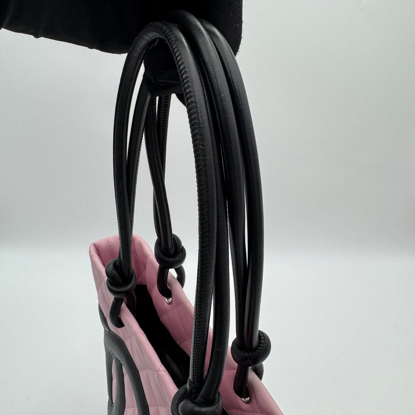 Chanel Pink Black Quilted Calfskin Medium Cambon Tote (Series 9)