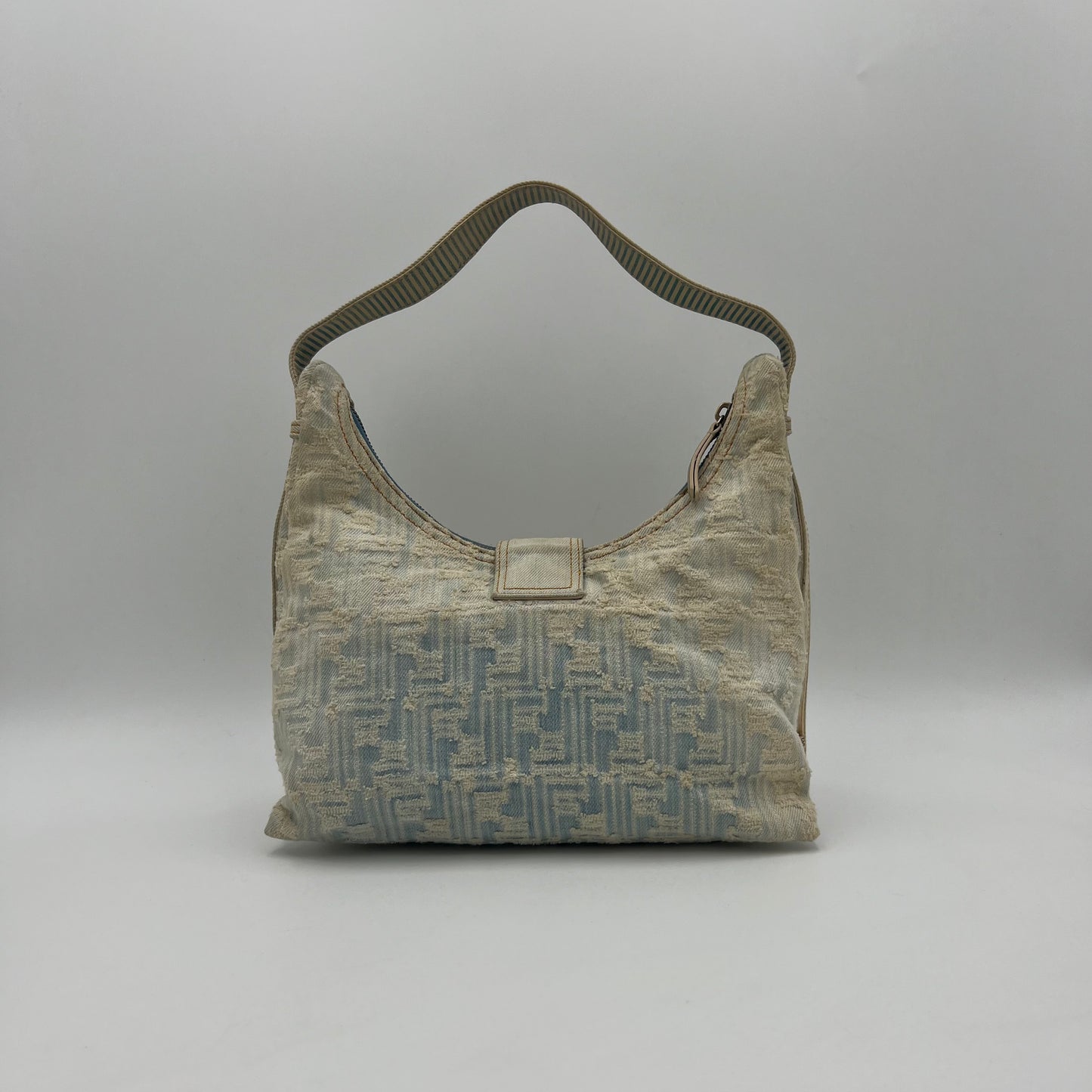 Fendi Zucca Light Blue Denim Hobo Bag