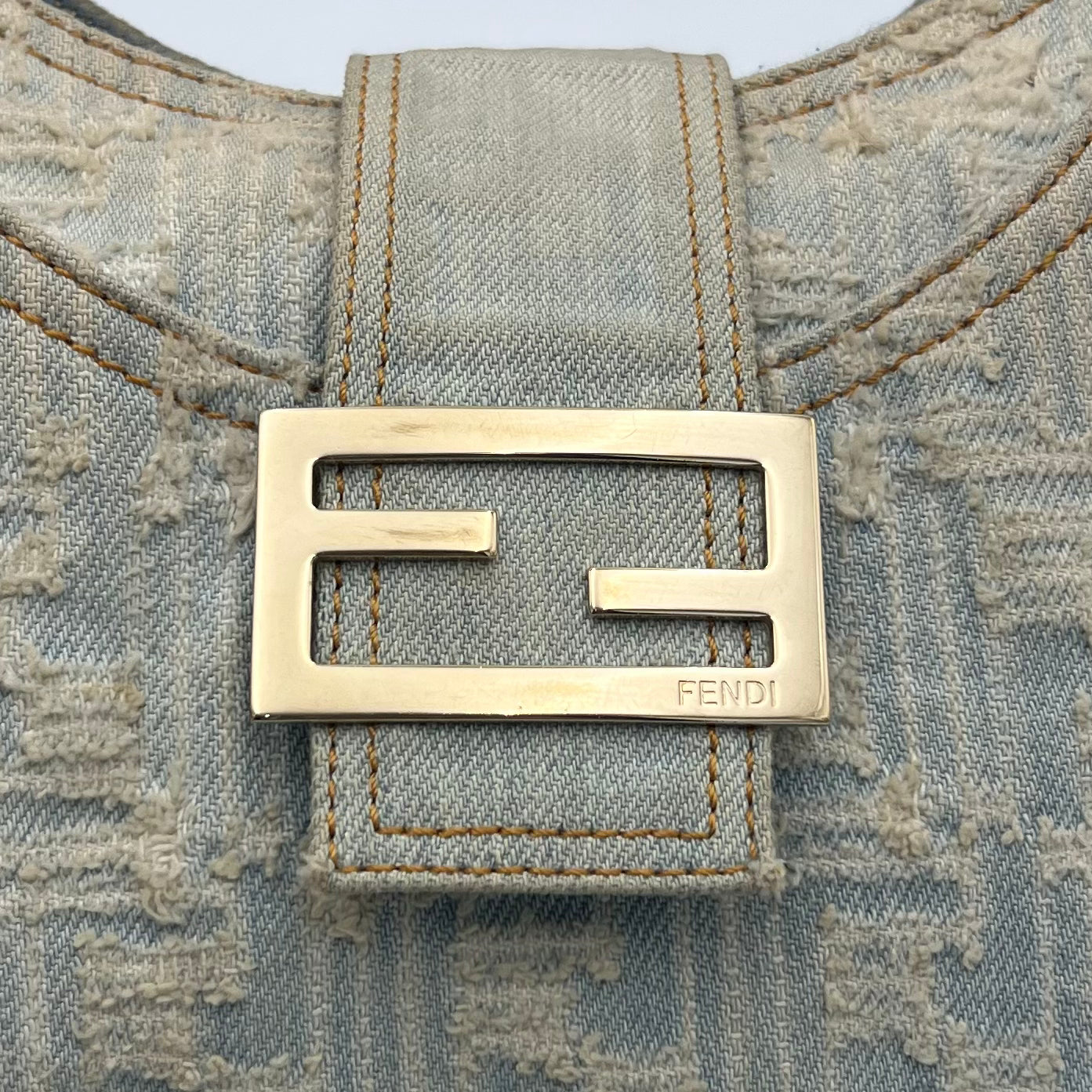Fendi Zucca Light Blue Denim Hobo Bag