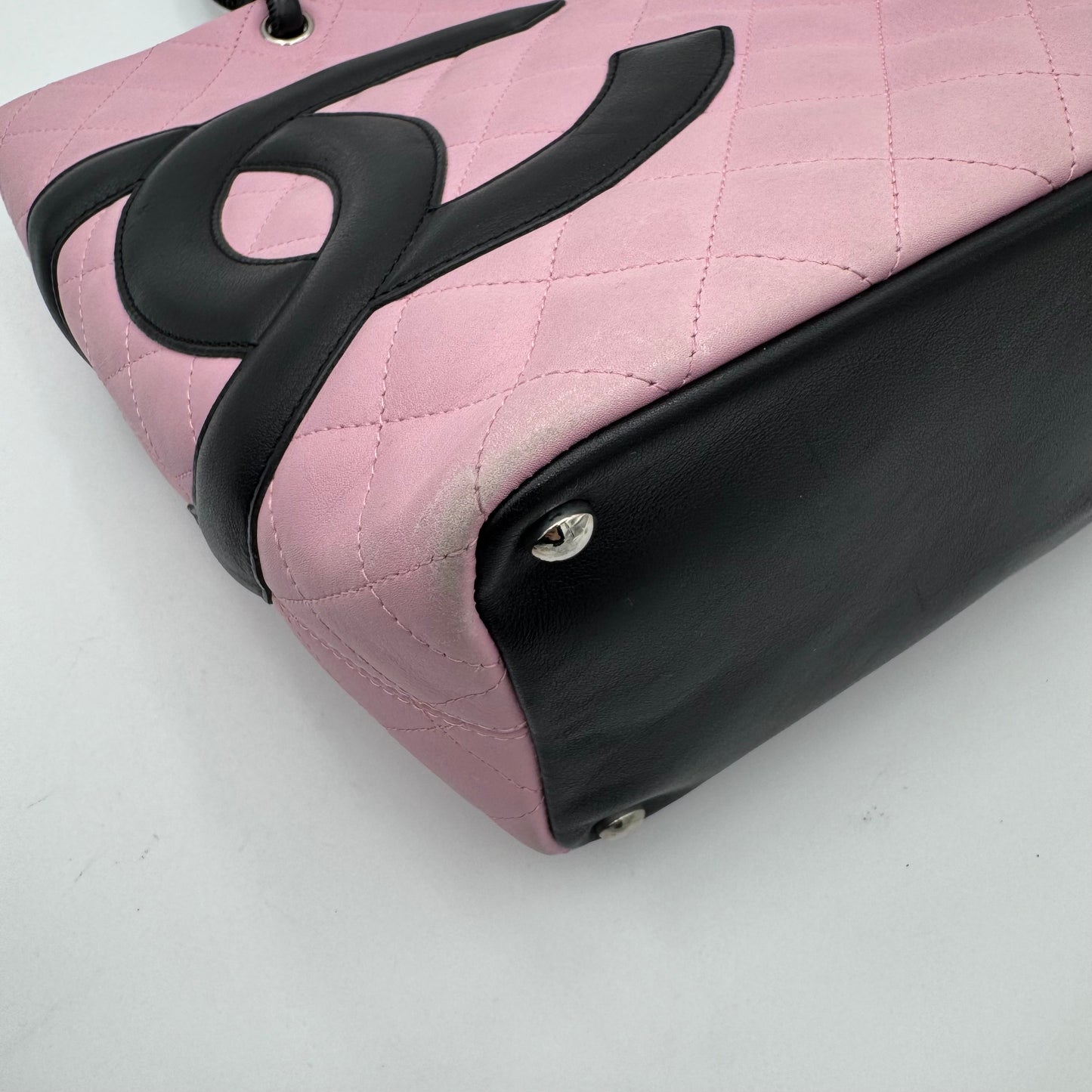 Chanel Pink Black Quilted Calfskin Medium Cambon Tote (Series 9)