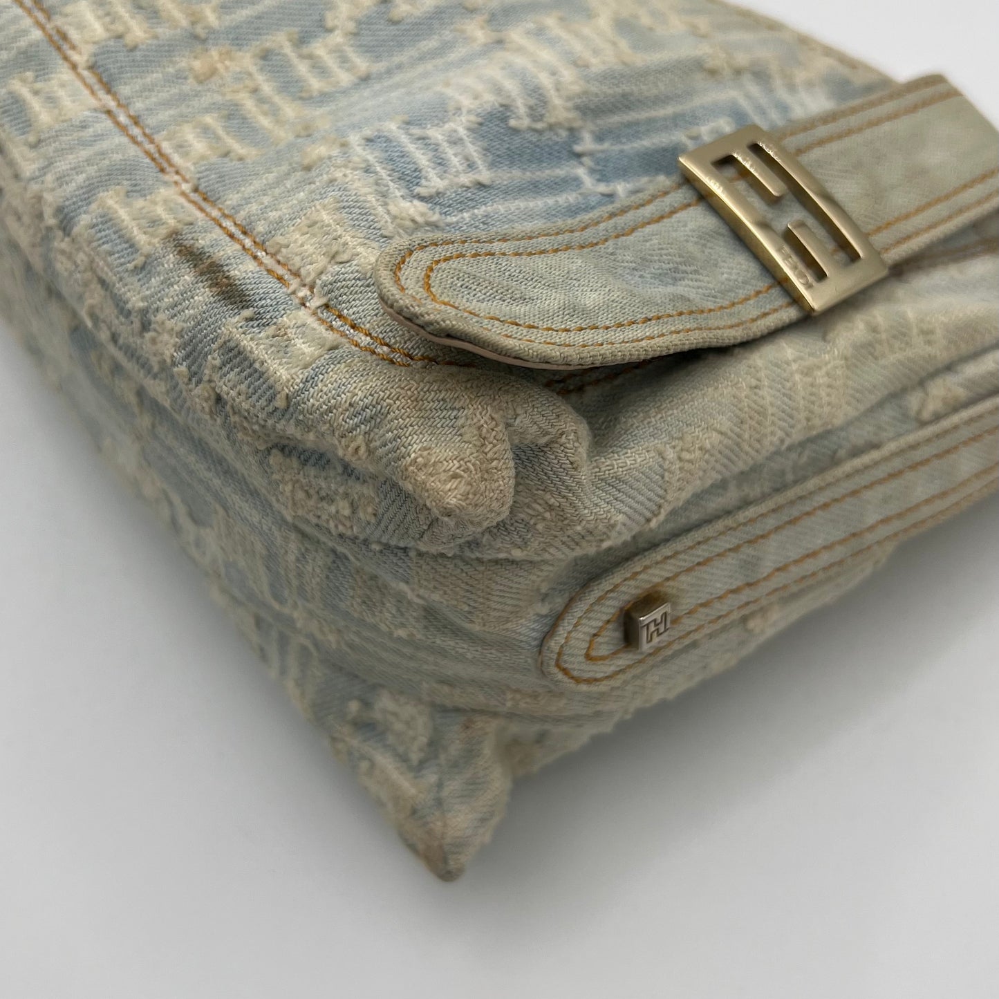 Fendi Zucca Light Blue Denim Hobo Bag