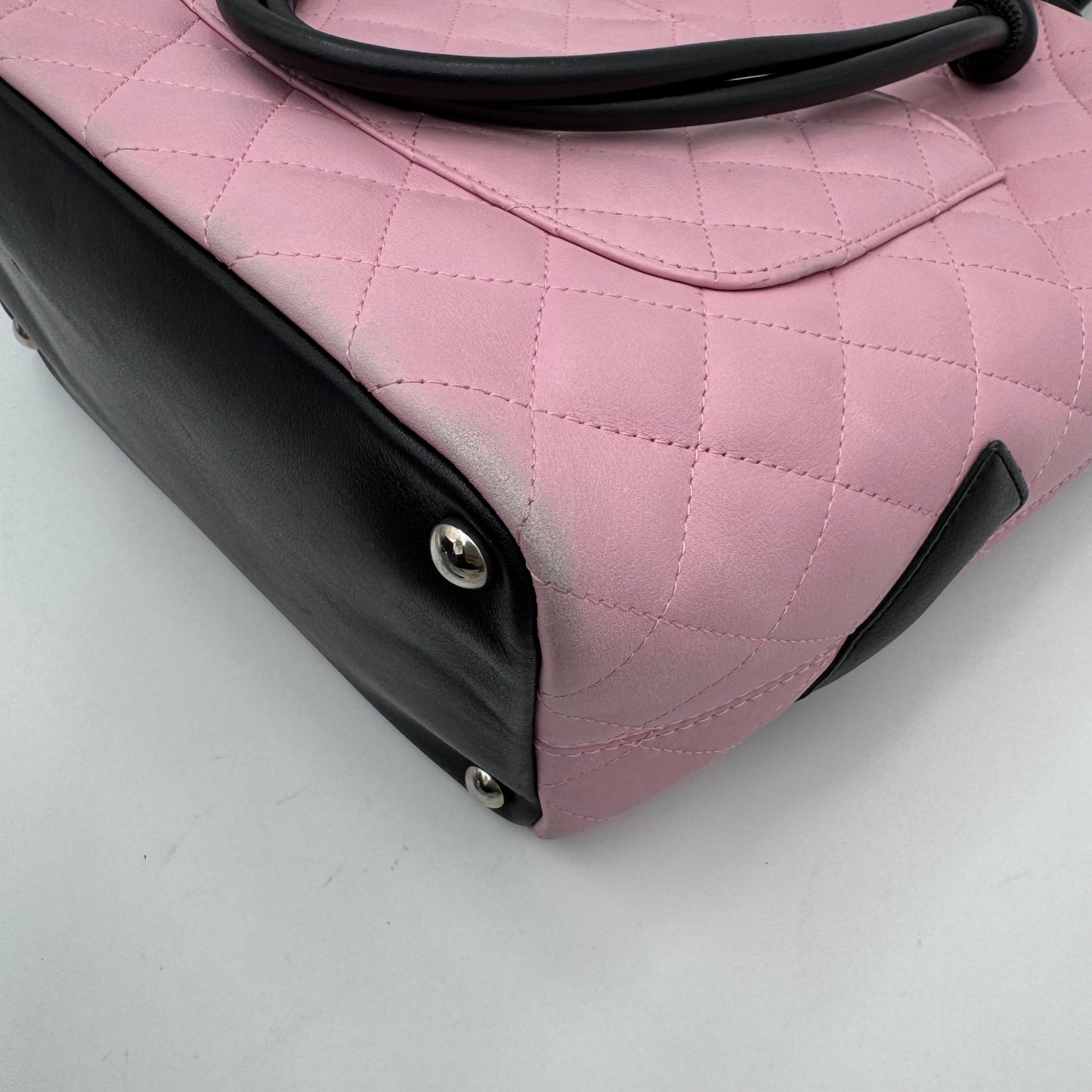 Chanel Pink Black Quilted Calfskin Medium Cambon Tote (Series 9)