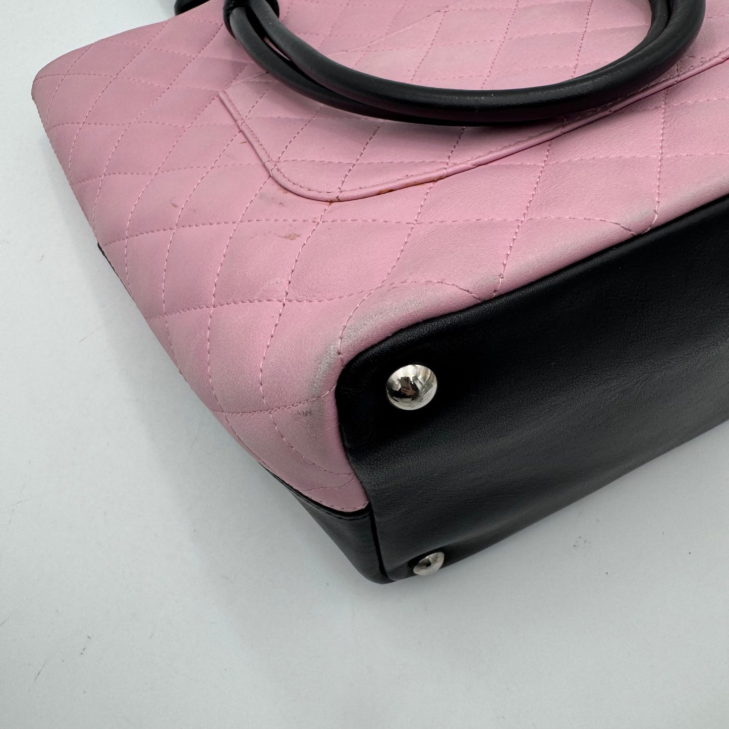 Chanel Pink Black Quilted Calfskin Medium Cambon Tote (Series 9)