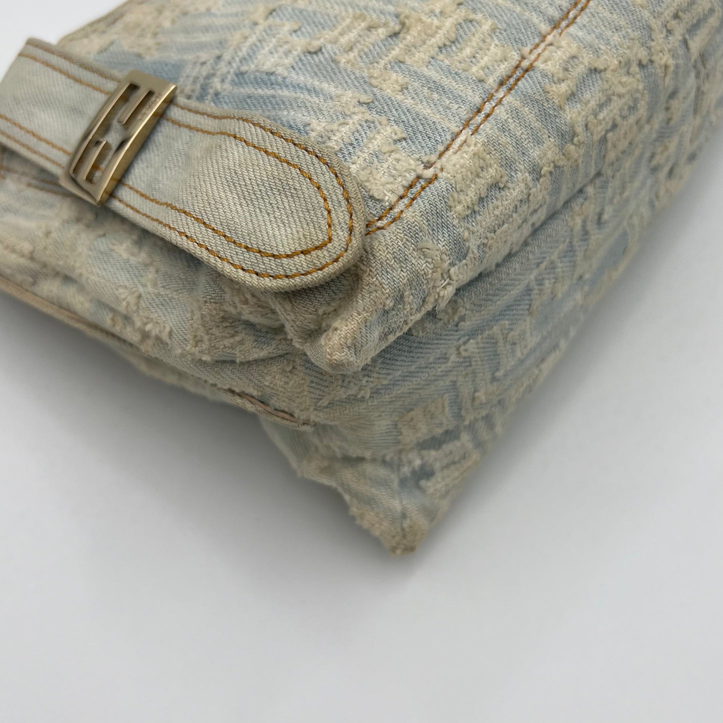 Fendi Zucca Light Blue Denim Hobo Bag
