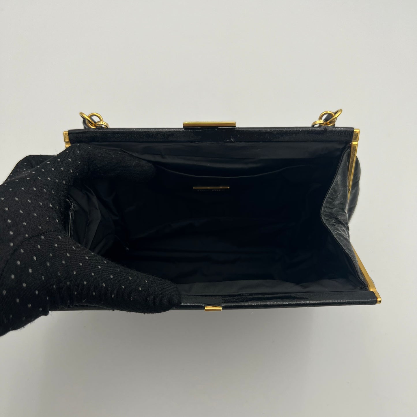Miu Miu Vintage Black Pink Braided Leather Kisslock Handbag