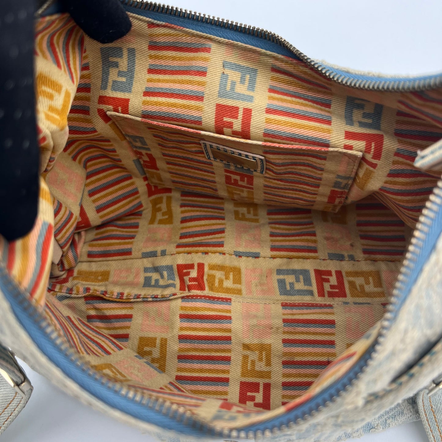 Fendi Zucca Light Blue Denim Hobo Bag