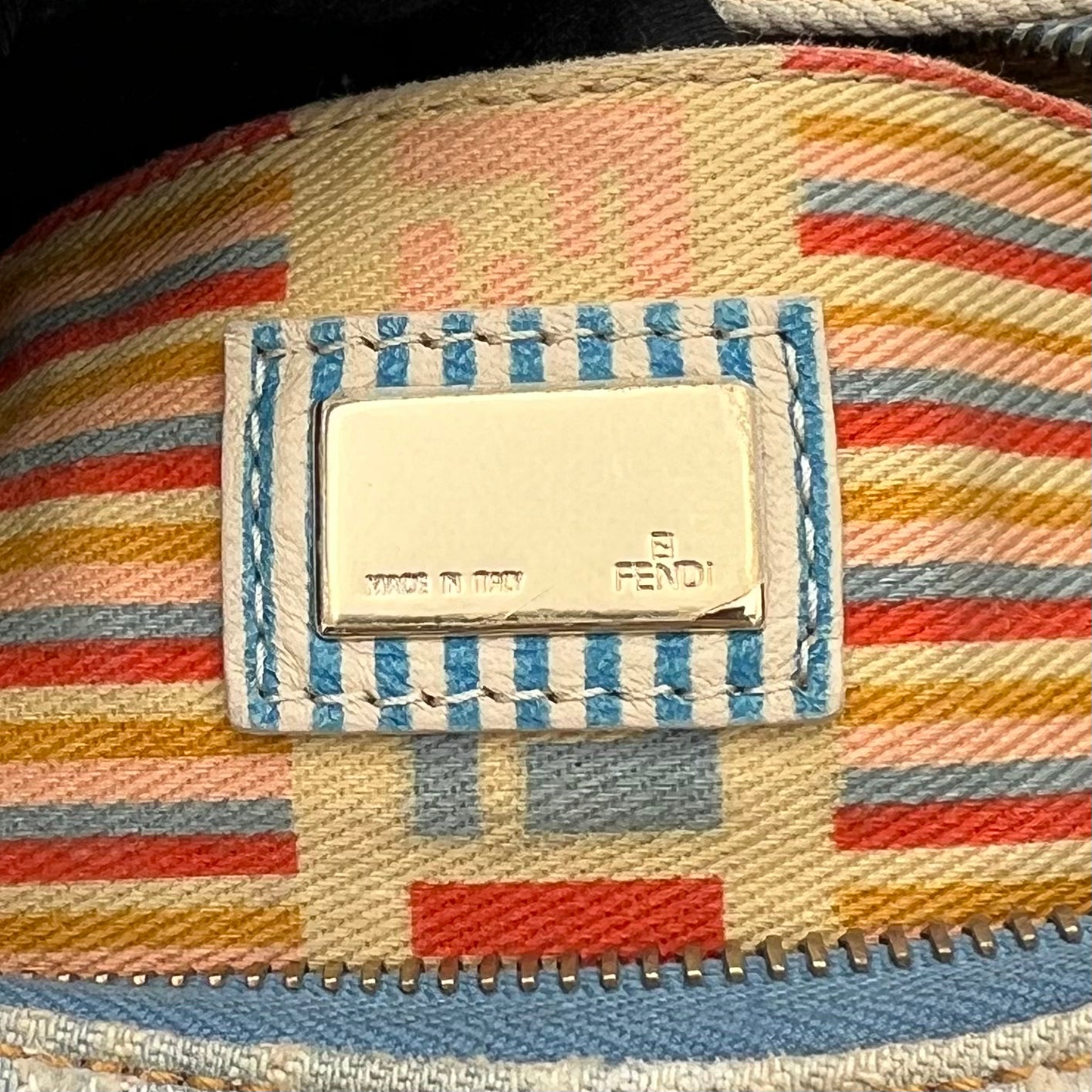 Fendi Zucca Light Blue Denim Hobo Bag