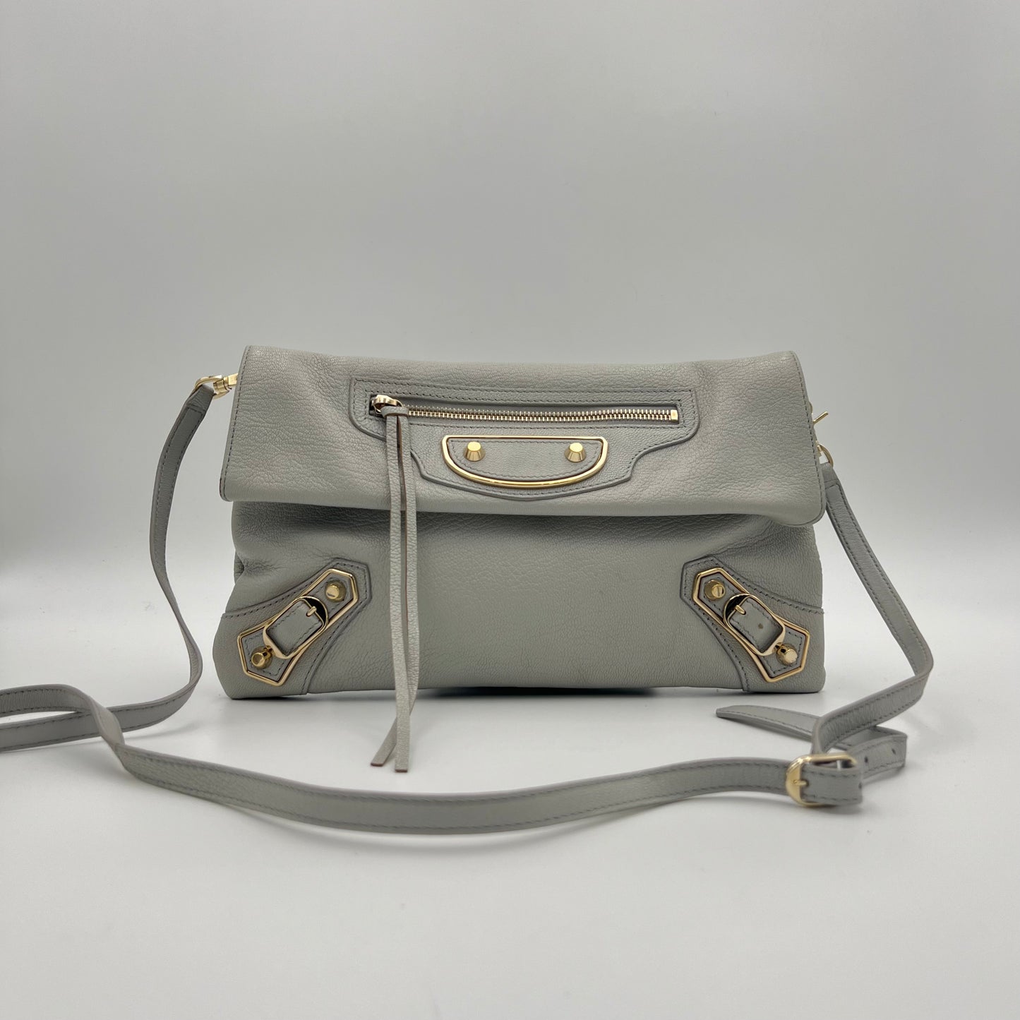 Balenciaga Light Gray Metallic Edge Envelope Clutch
