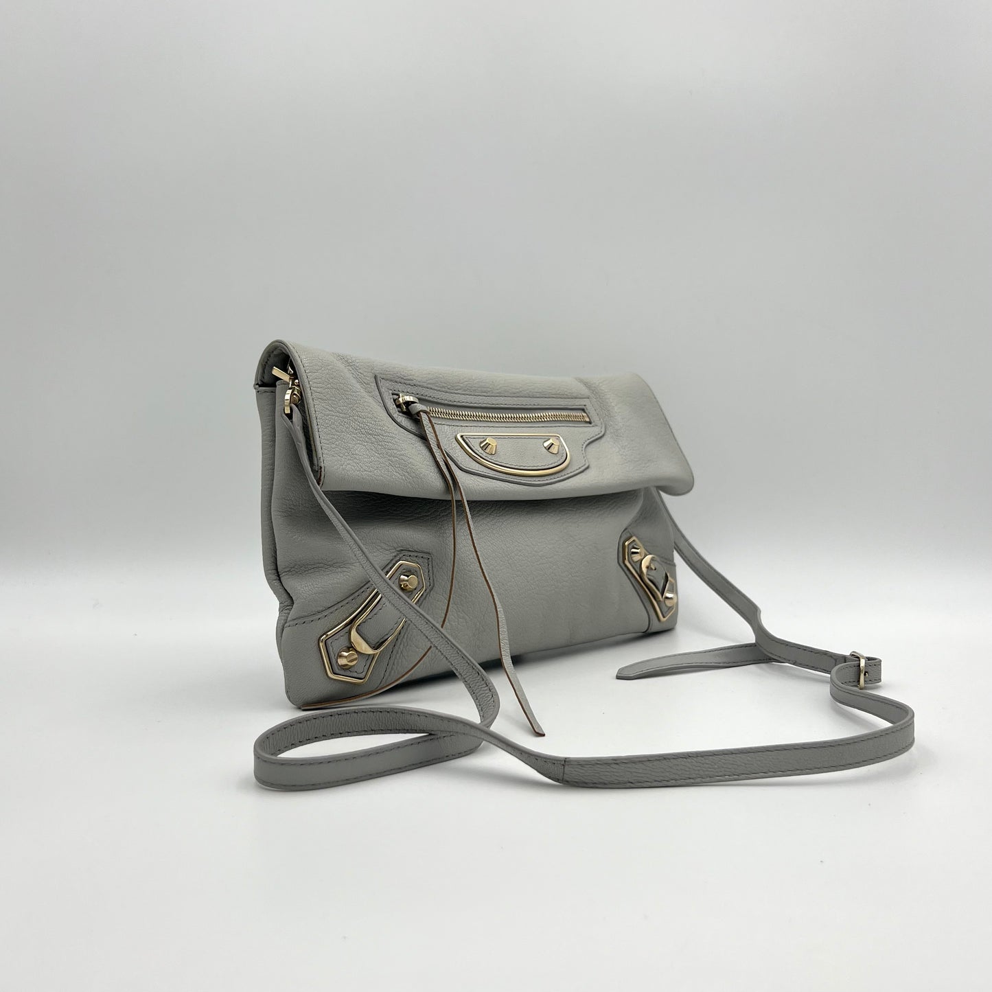 Balenciaga Light Gray Metallic Edge Envelope Clutch