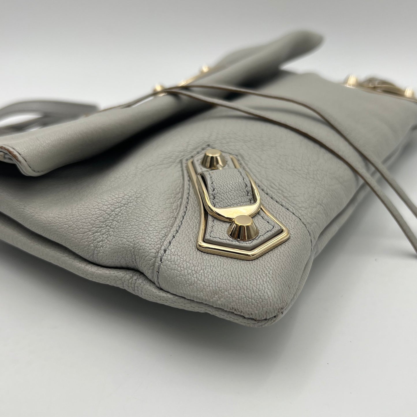Balenciaga Light Gray Metallic Edge Envelope Clutch