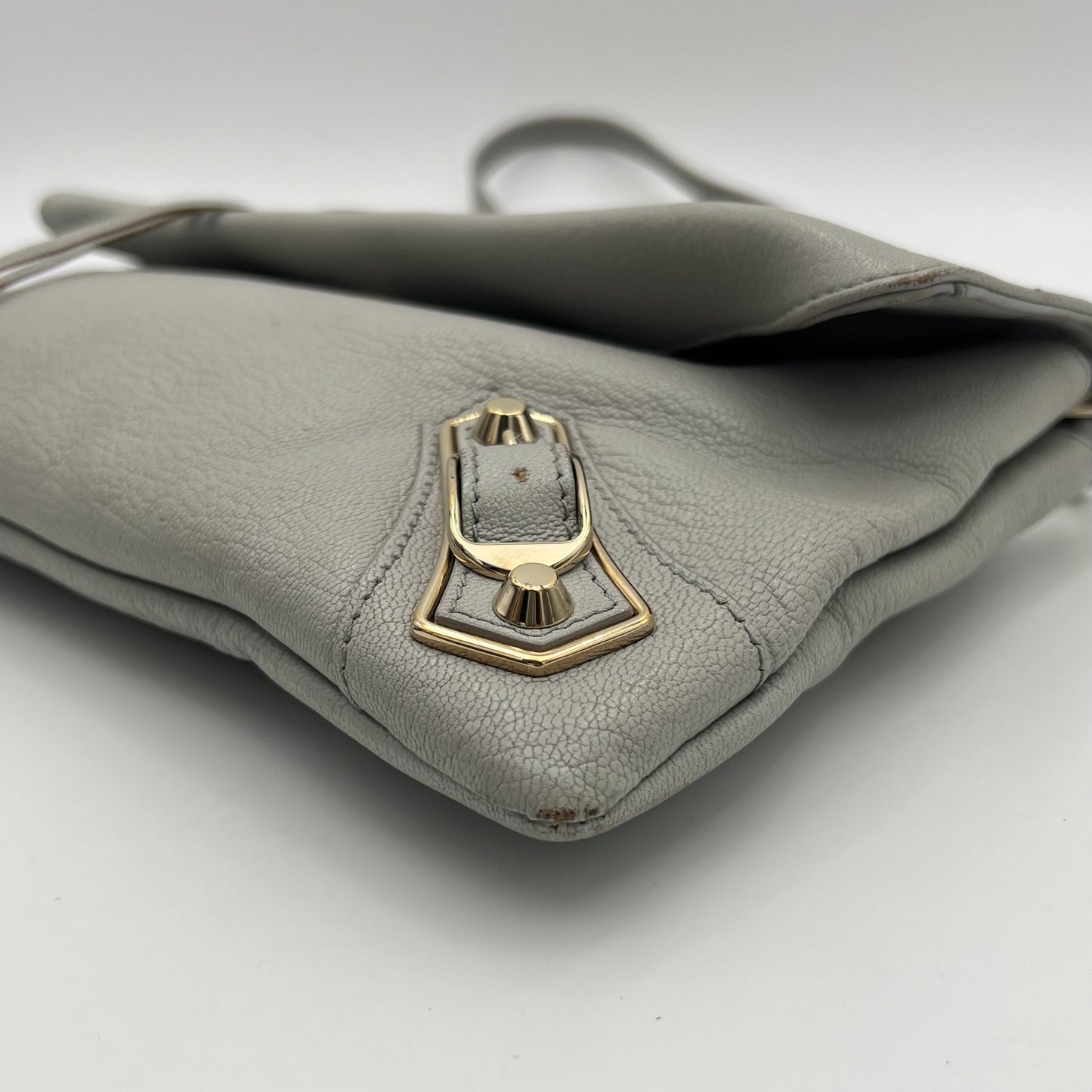Balenciaga Light Gray Metallic Edge Envelope Clutch