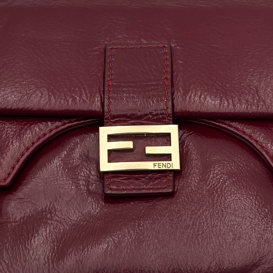 Fendi Burgundy Leather Sweety Sweet Baguette