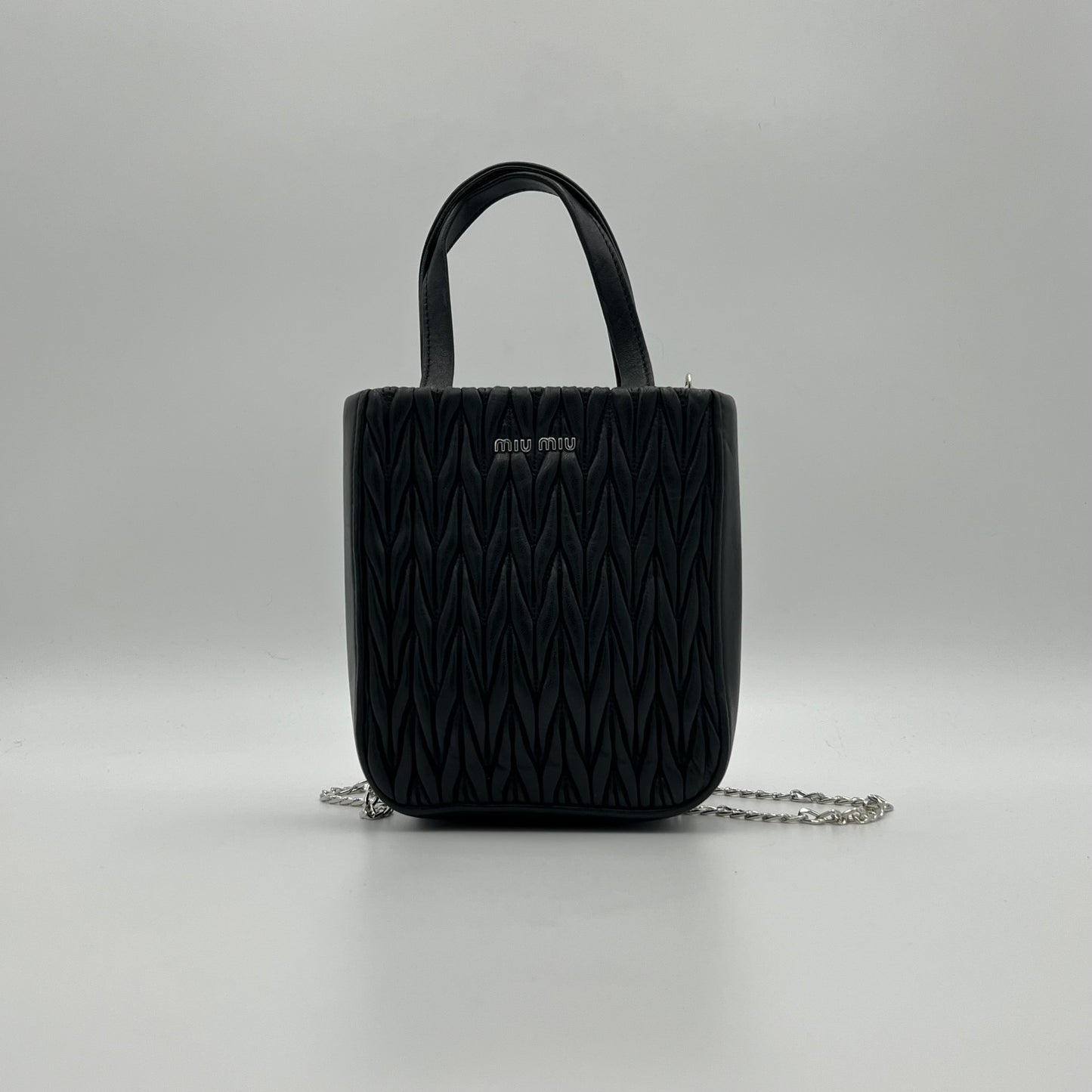 Miu Miu Black Matelasse Leather Mini Tote