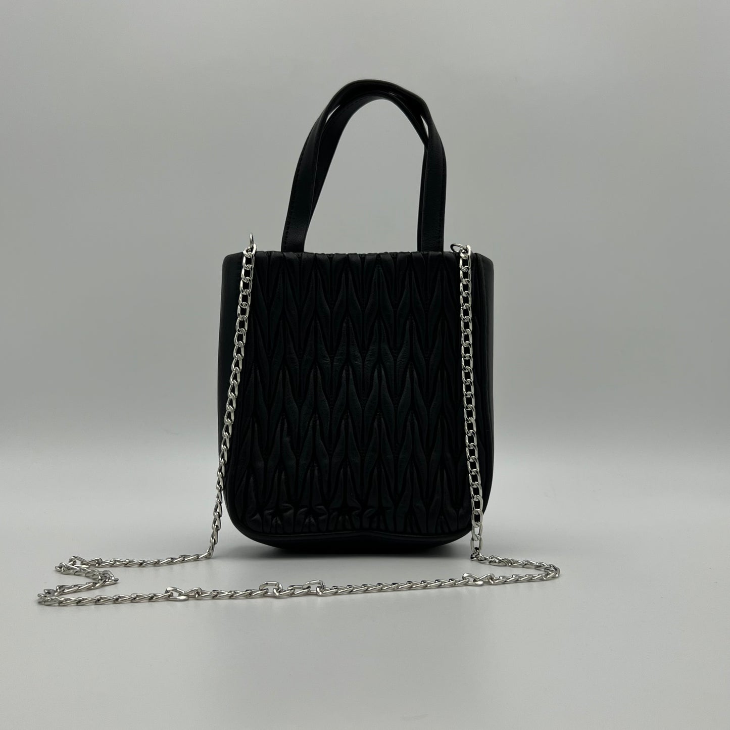 Miu Miu Black Matelasse Leather Mini Tote