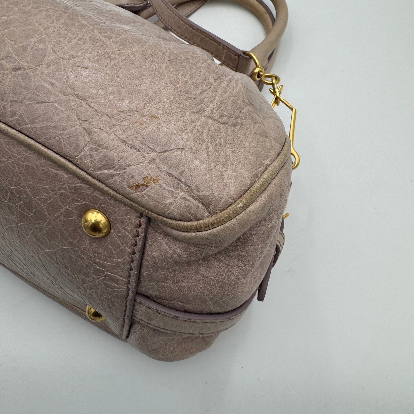Miu Miu Mughetto Pink Vitello Lux Leather Lock Charm Small Satchel