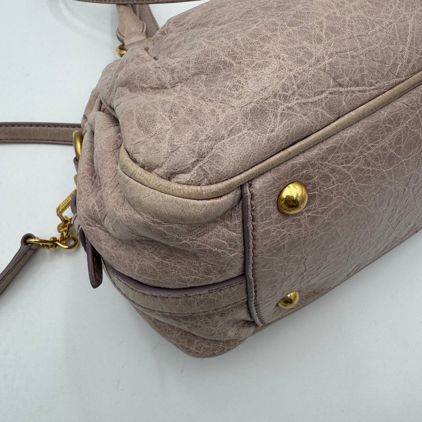 Miu Miu Mughetto Pink Vitello Lux Leather Lock Charm Small Satchel