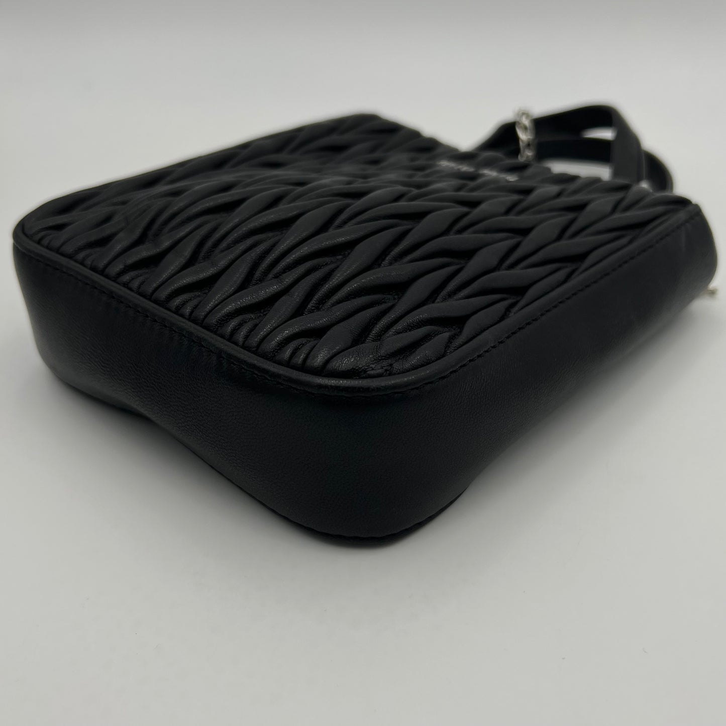 Miu Miu Black Matelasse Leather Mini Tote