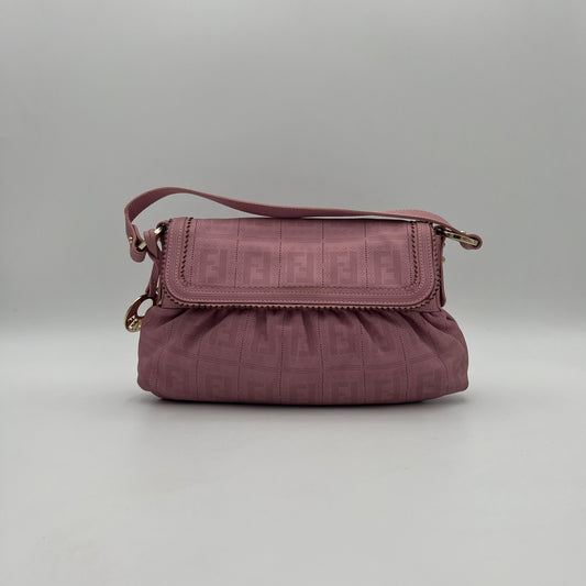Fendi Pink Zucca Perforated Leather Chef Flap Shoulder Bag