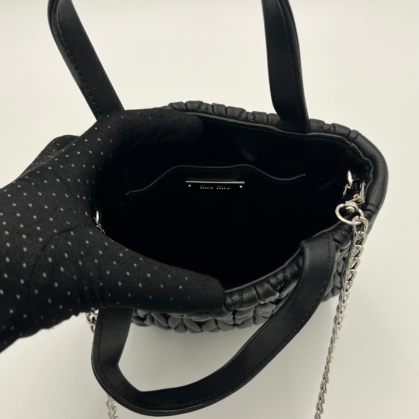 Miu Miu Black Matelasse Leather Mini Tote