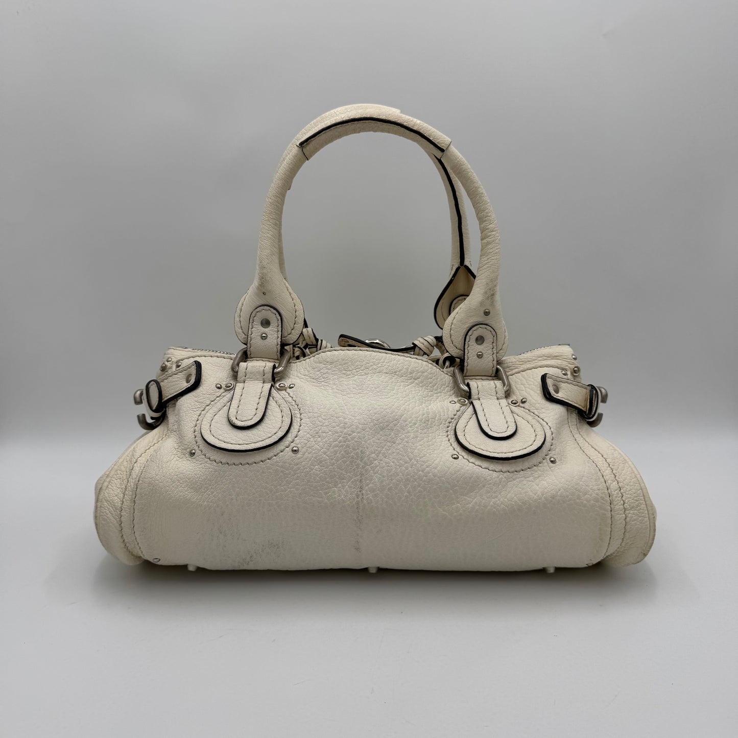 Chloe White Leather Acrylic Padlock Paddington SHW