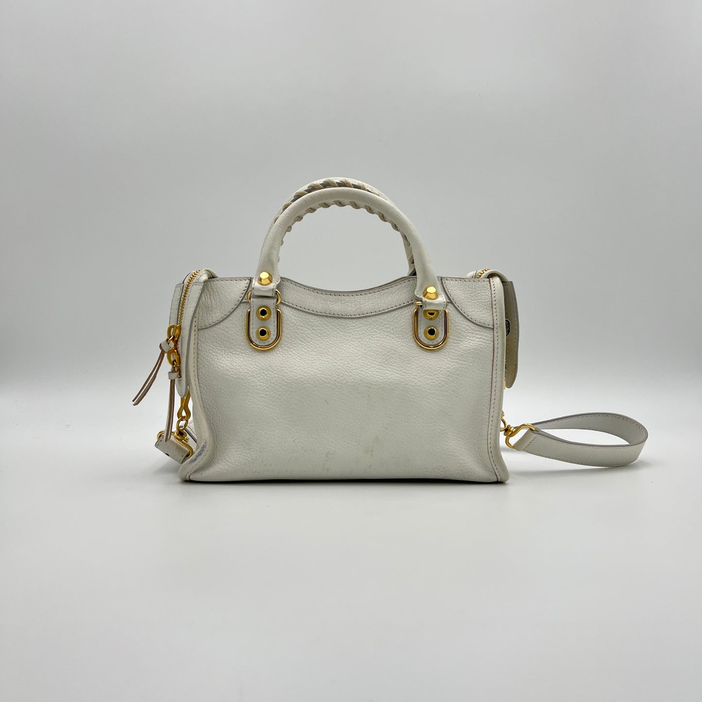 Balenciaga White Leather Mini City GHW