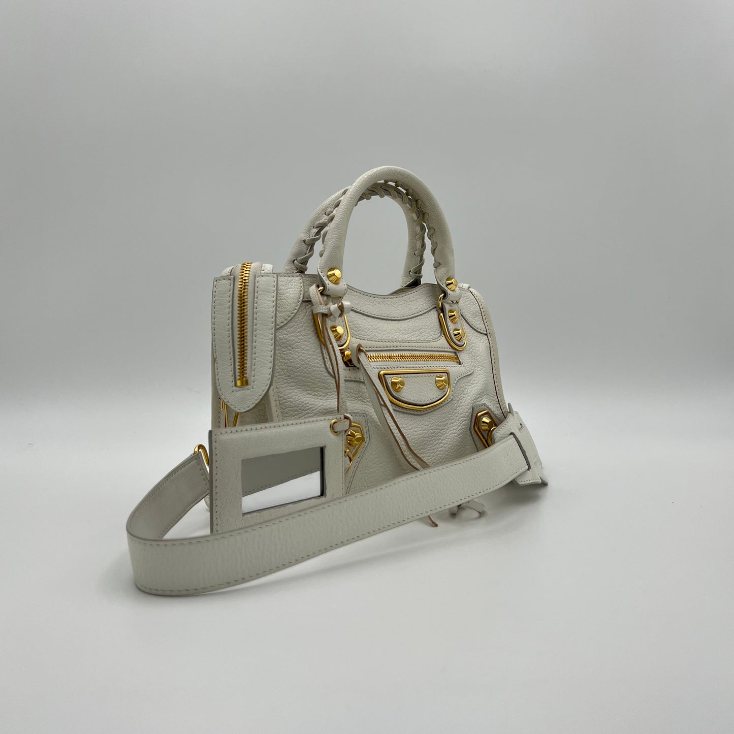 Balenciaga White Leather Mini City GHW