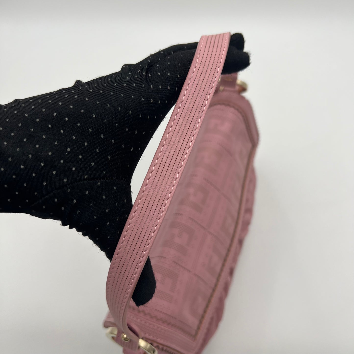 Fendi Pink Zucca Perforated Leather Chef Flap Shoulder Bag