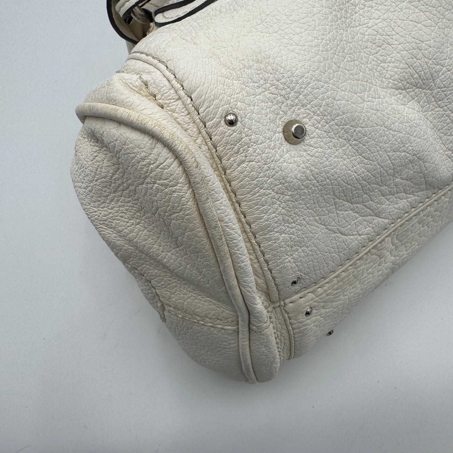 Chloe White Leather Acrylic Padlock Paddington SHW