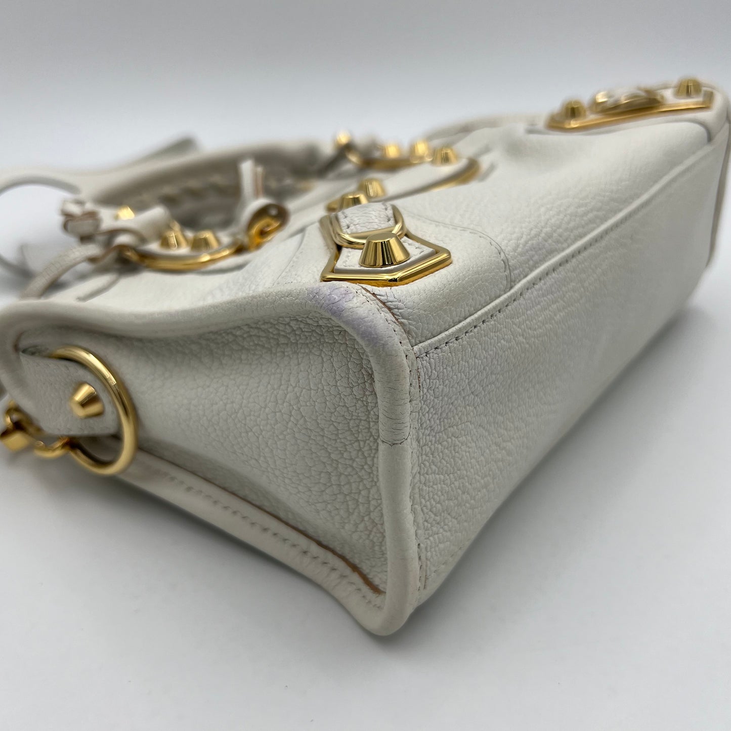 Balenciaga White Leather Mini City GHW