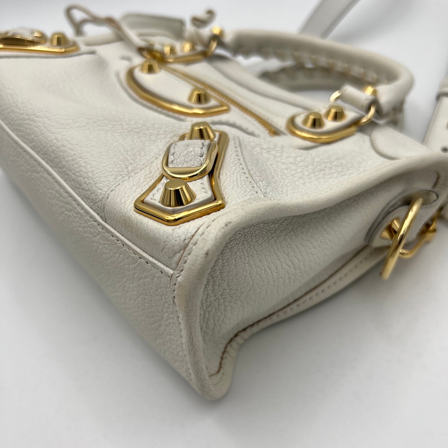Balenciaga White Leather Mini City GHW