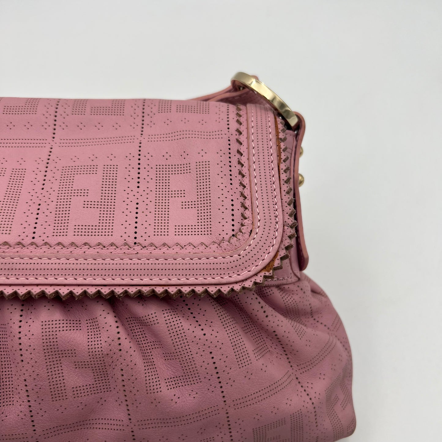 Fendi Pink Zucca Perforated Leather Chef Flap Shoulder Bag