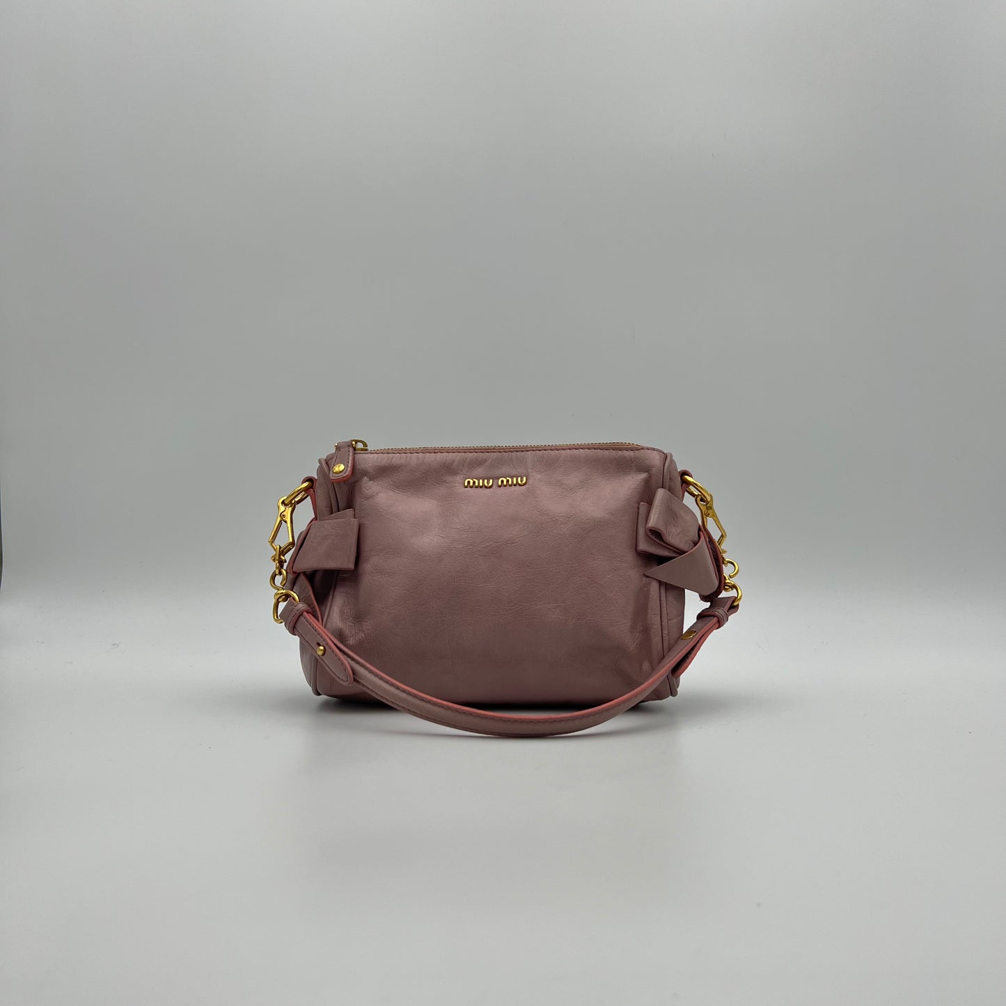 Miu Miu Purple Vitello Lux Bow Pochette