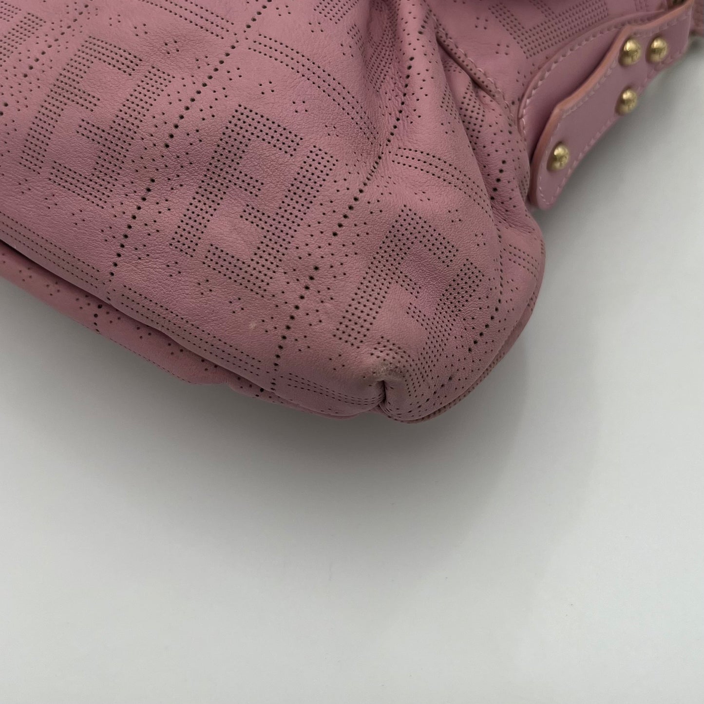 Fendi Pink Zucca Perforated Leather Chef Flap Shoulder Bag