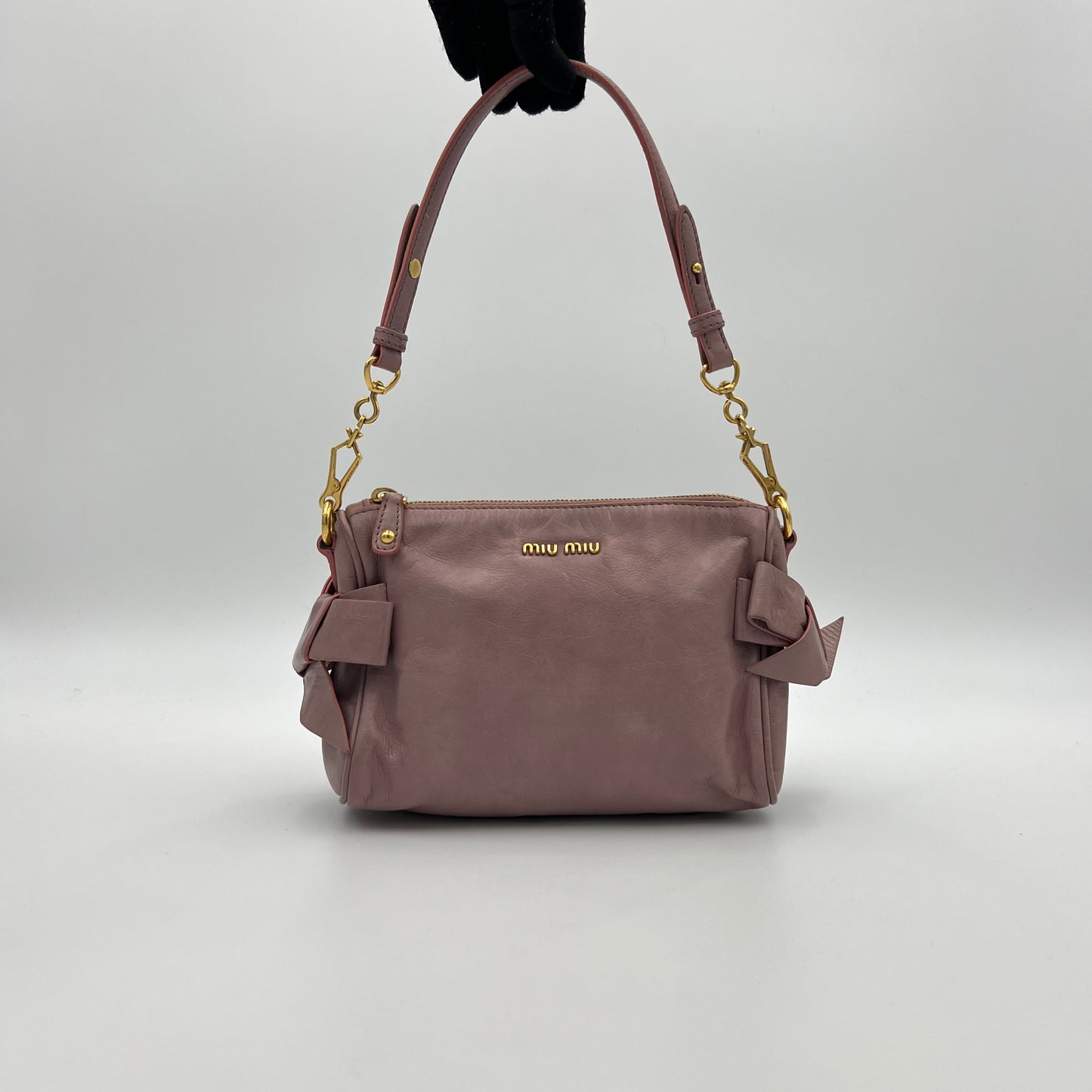 Miu Miu Purple Vitello Lux Bow Pochette