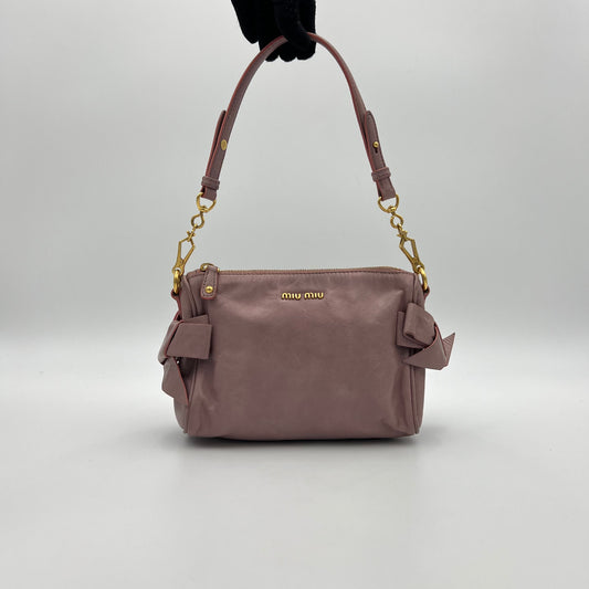 Miu Miu Purple Vitello Lux Bow Pochette