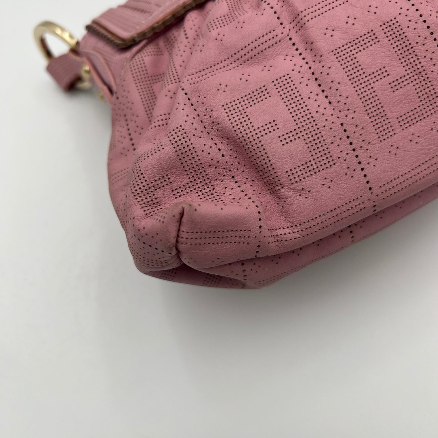 Fendi Pink Zucca Perforated Leather Chef Flap Shoulder Bag
