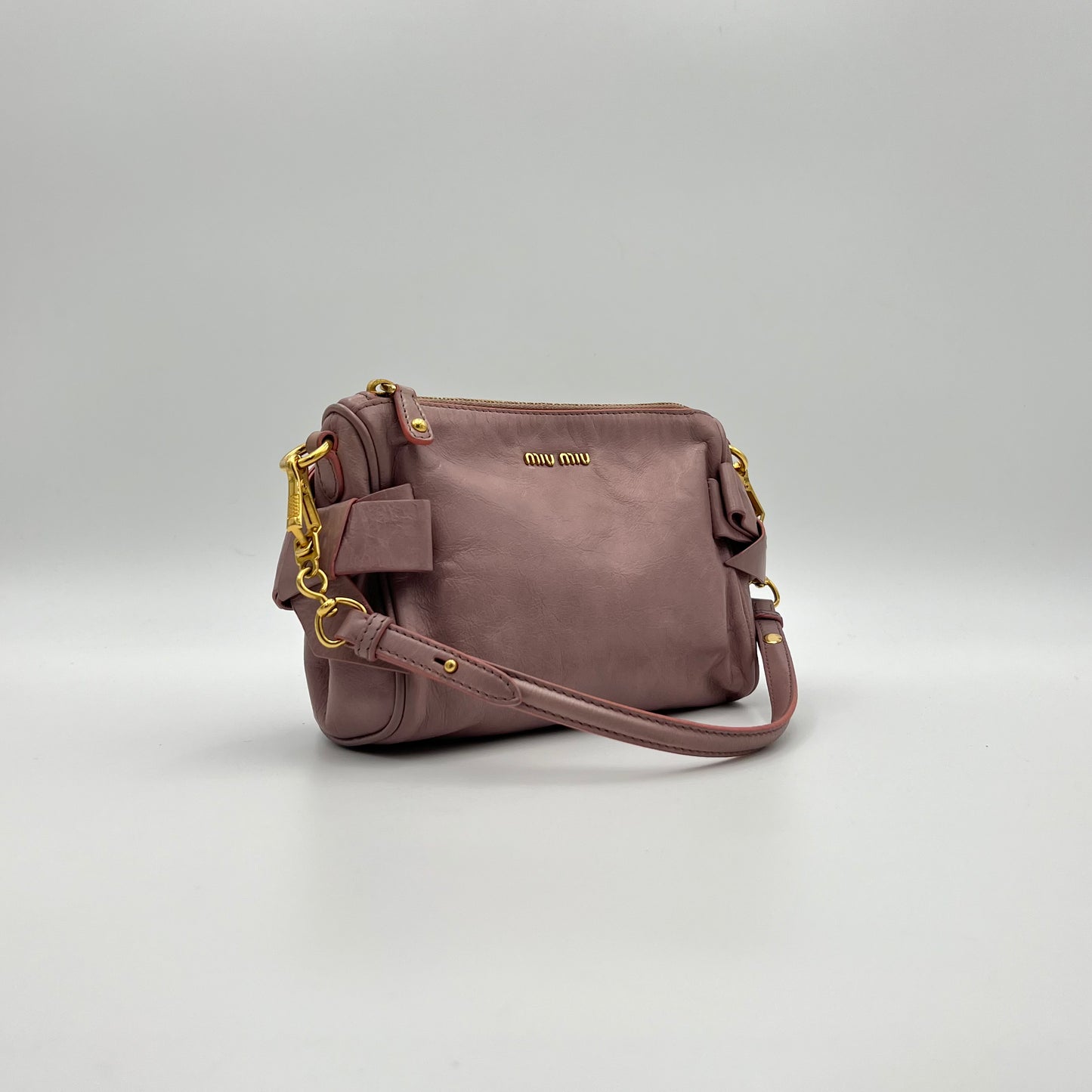 Miu Miu Purple Vitello Lux Bow Pochette