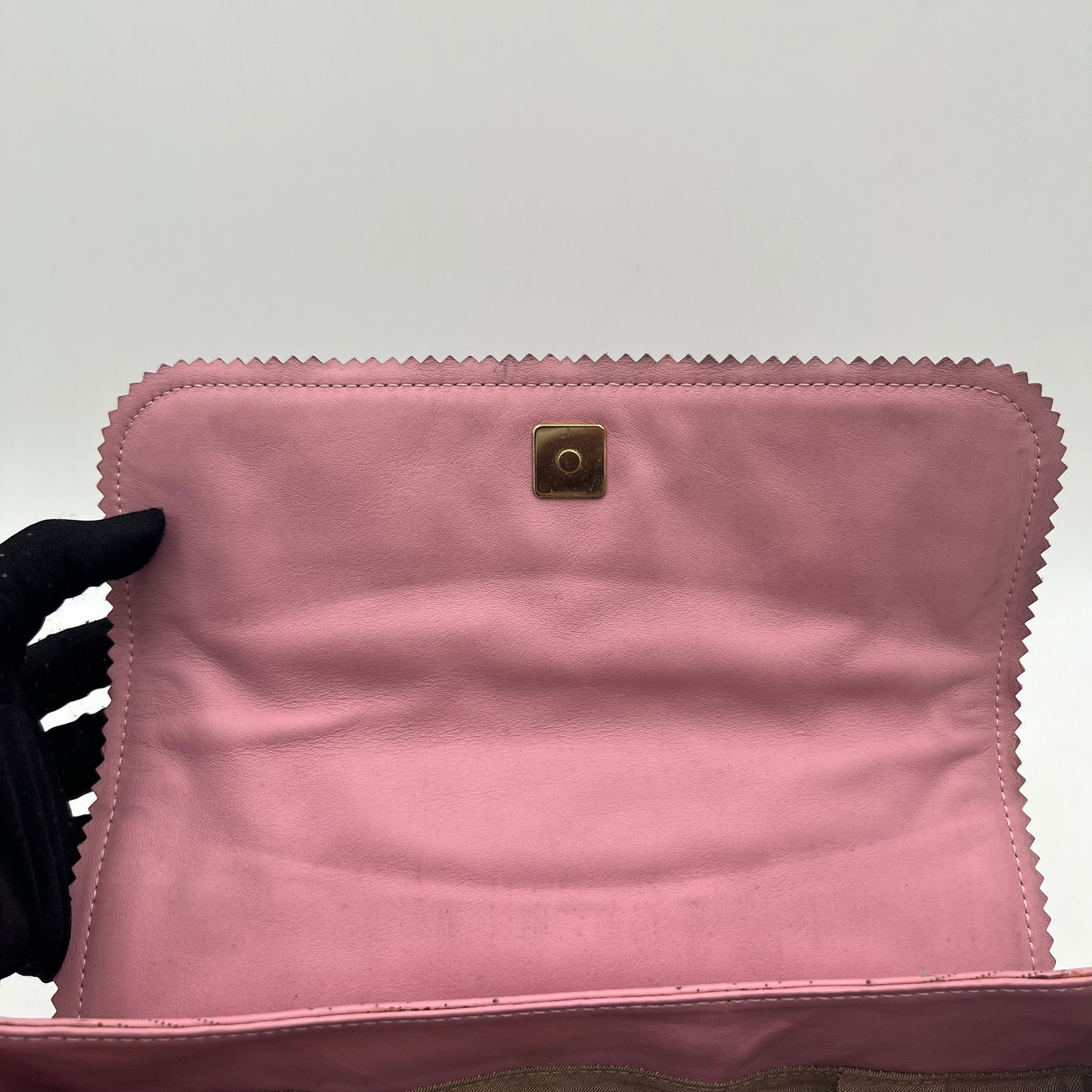 Fendi Pink Zucca Perforated Leather Chef Flap Shoulder Bag