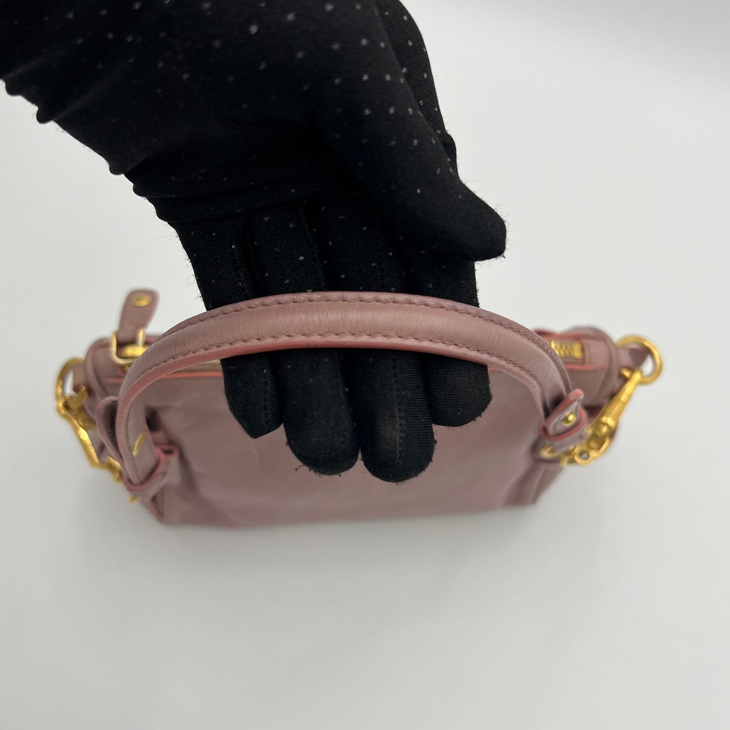 Miu Miu Old Rose Pink Vitello Shine Mini Handbag