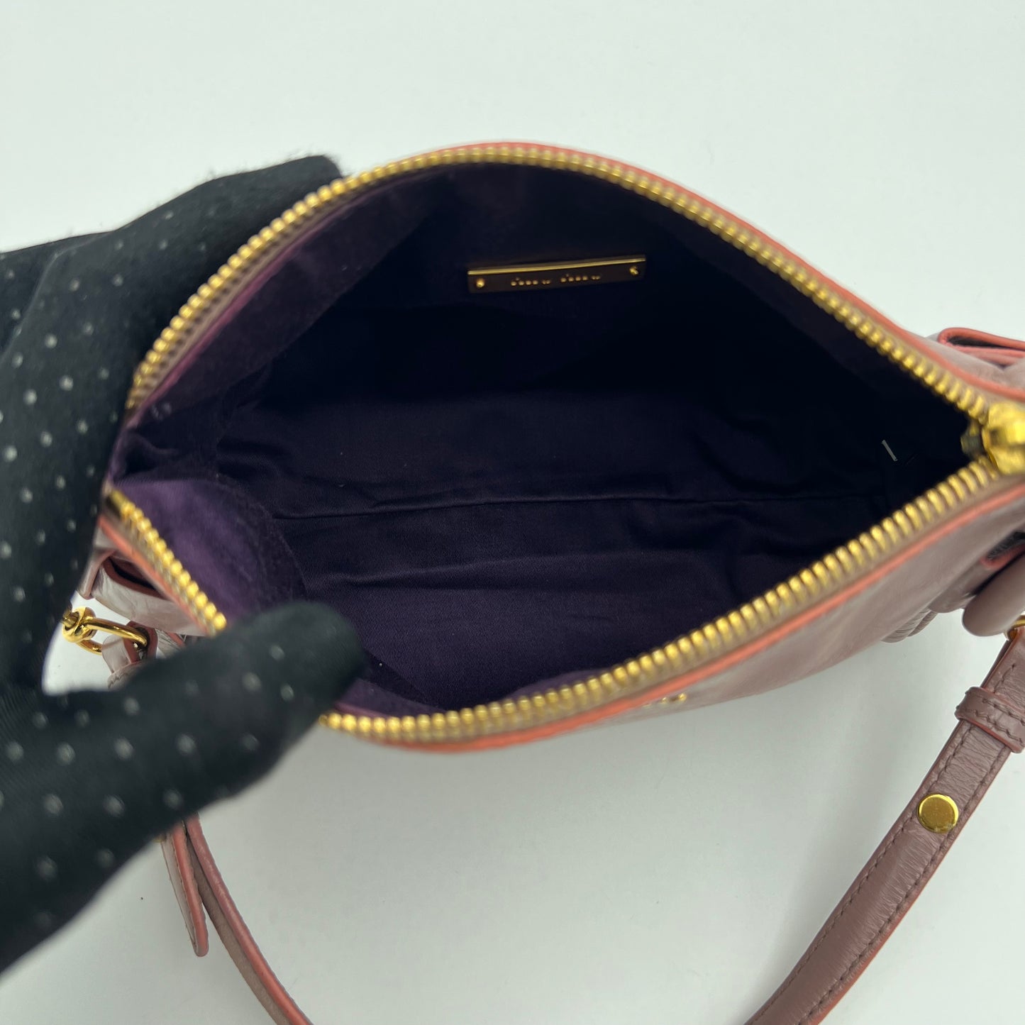 Miu Miu Old Rose Pink Vitello Shine Mini Handbag