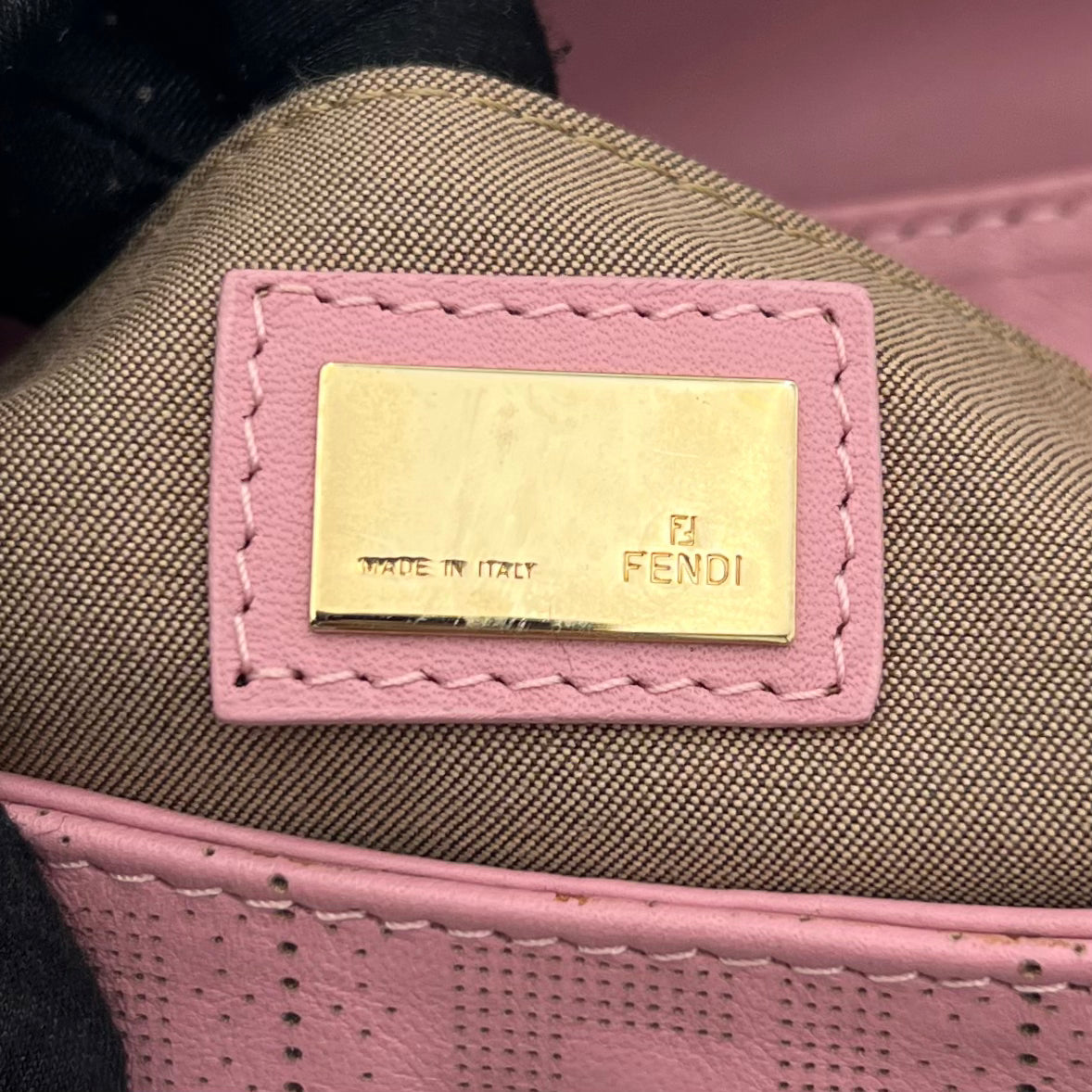 Fendi Pink Zucca Perforated Leather Chef Flap Shoulder Bag
