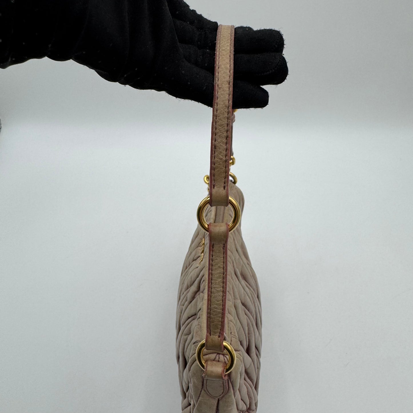 Miu Miu Mughetto Pink Matelasse Leather Lock Charm Pochette GHW