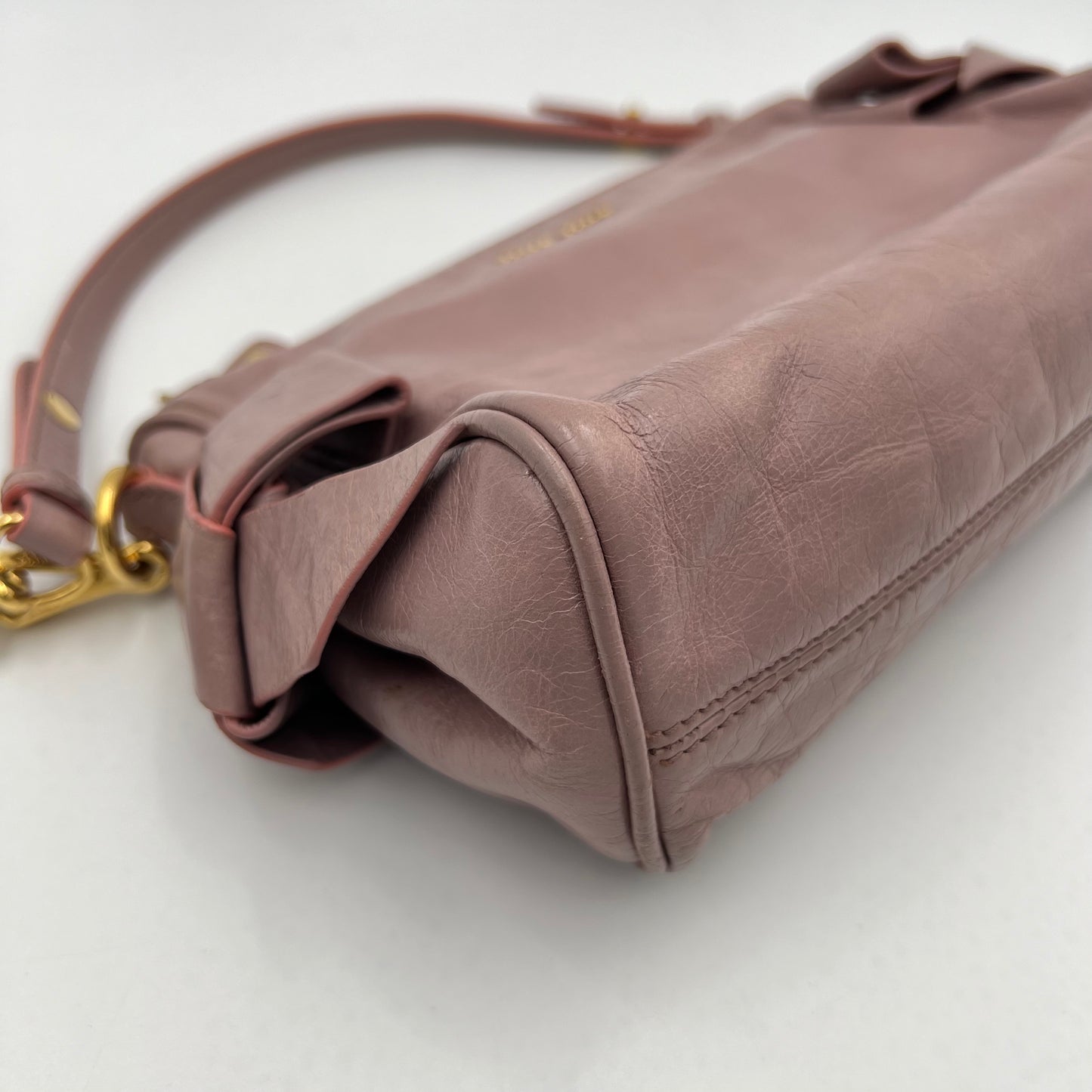 Miu Miu Old Rose Pink Vitello Shine Mini Handbag