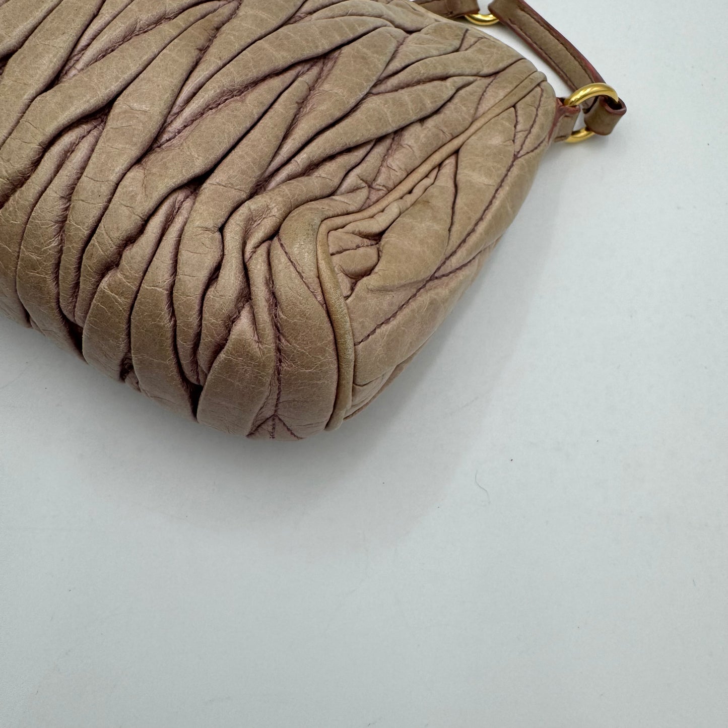Miu Miu Mughetto Pink Matelasse Leather Lock Charm Pochette GHW