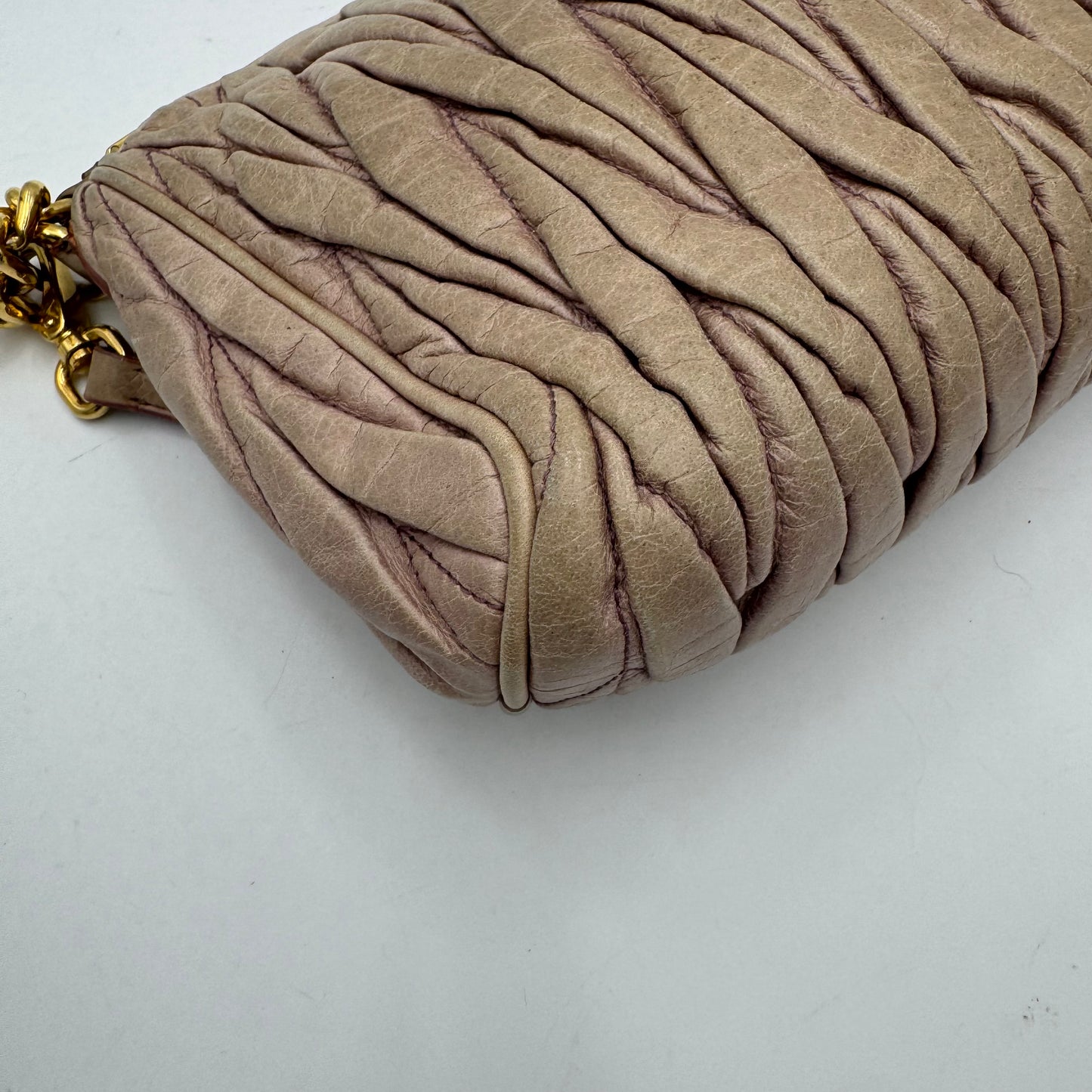 Miu Miu Mughetto Pink Matelasse Leather Lock Charm Pochette GHW