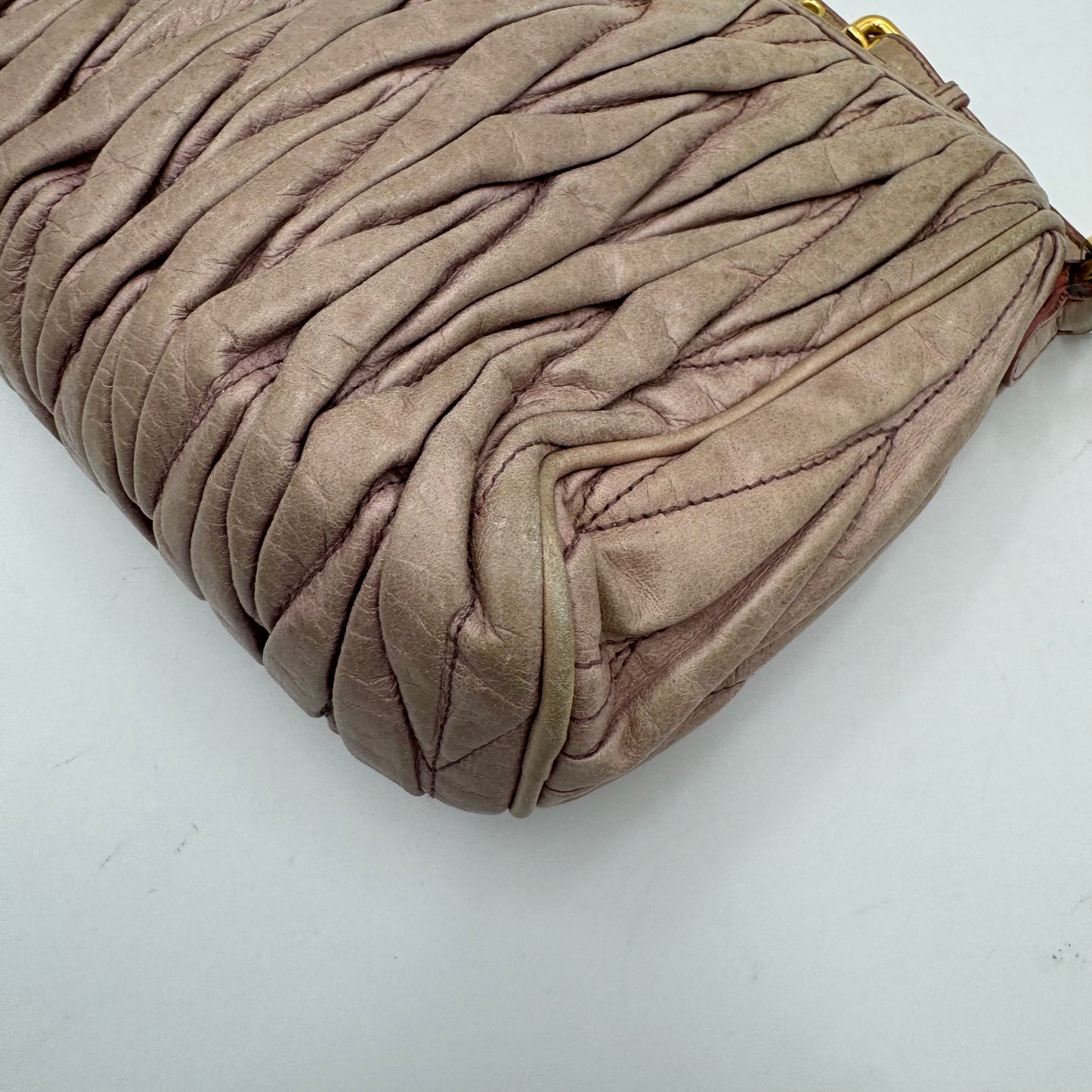 Miu Miu Mughetto Pink Matelasse Leather Lock Charm Pochette GHW