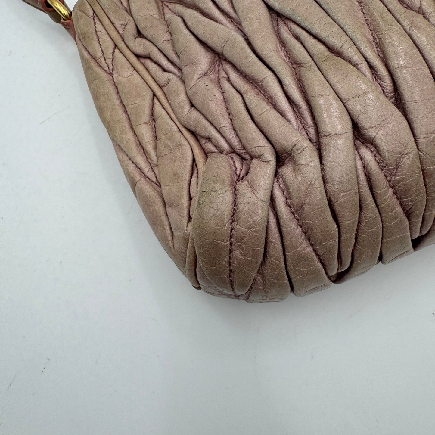 Miu Miu Mughetto Pink Matelasse Leather Lock Charm Pochette GHW