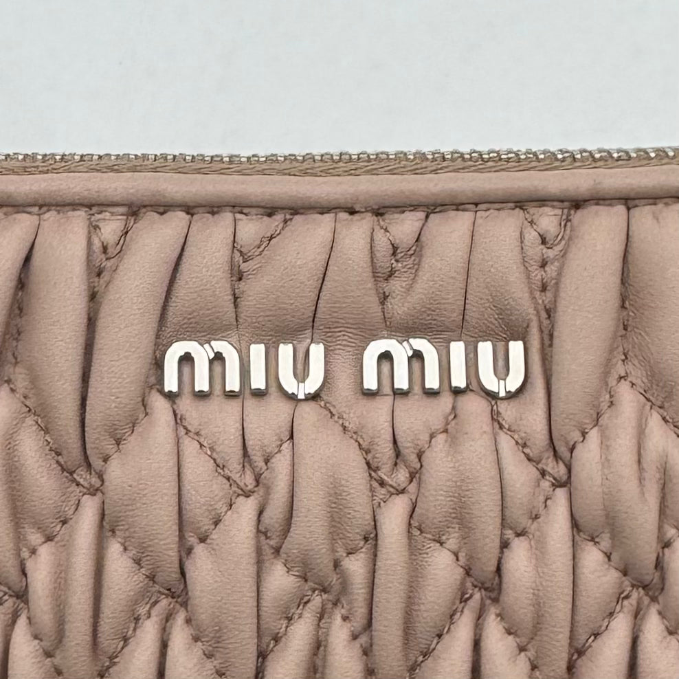 Miu Miu Nude Pink Matelasse Leather Crystal Crossbody