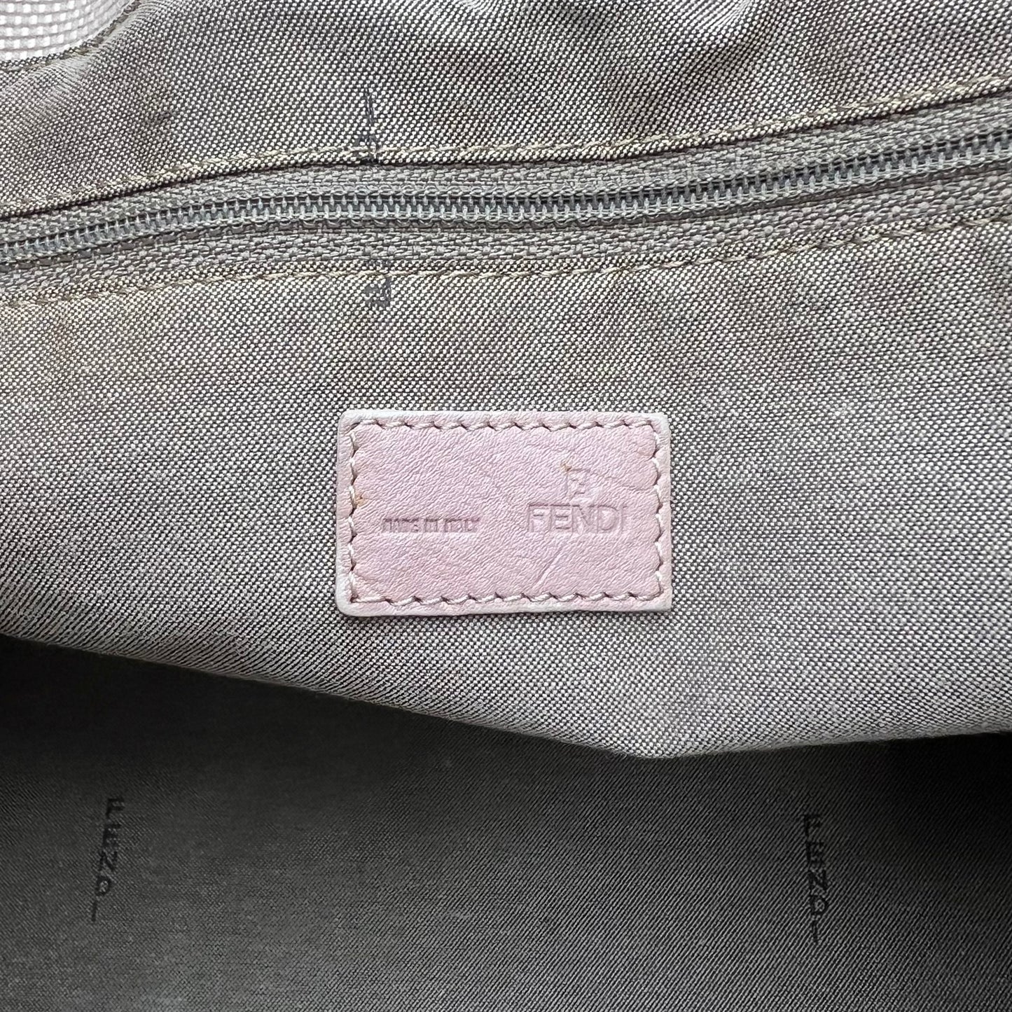 Fendi Beige Canvas Light Pink Zucca Trim Tote